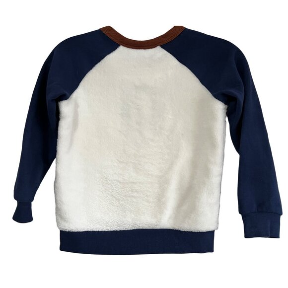Carter's Fleece Reindeer Sweater Sz 5T Boys Cream & Navy Blue Soft Pullover - Picture 4 of 4